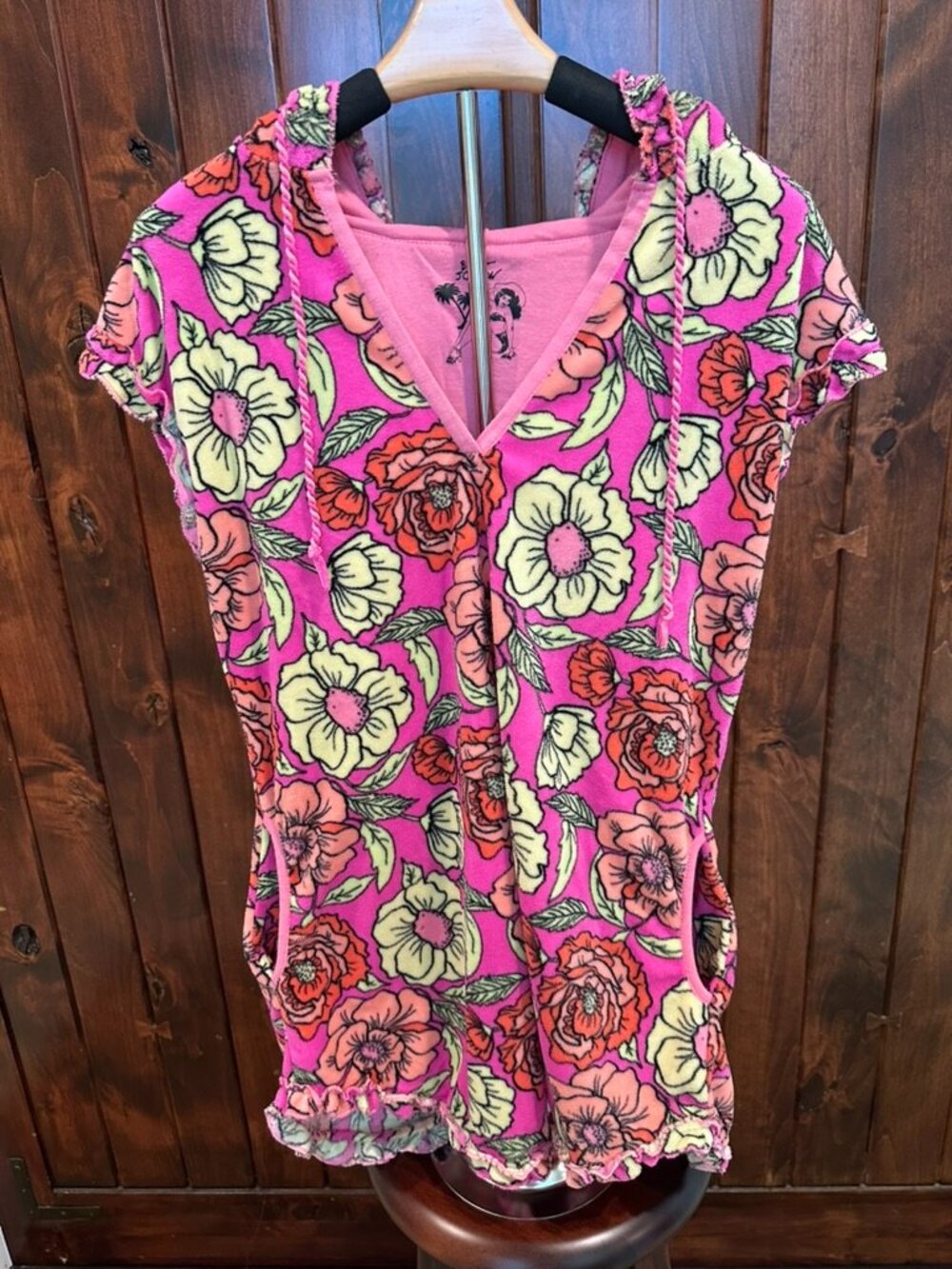 BETSEY JOHNSON HOODED Sleep/Pajama Shirt - Fleece Size L